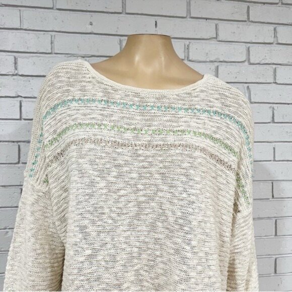 J Jill Light & Airy Textured Boat Neck Sweater Crochet Embroidered - Size XL - Picture 3 of 5